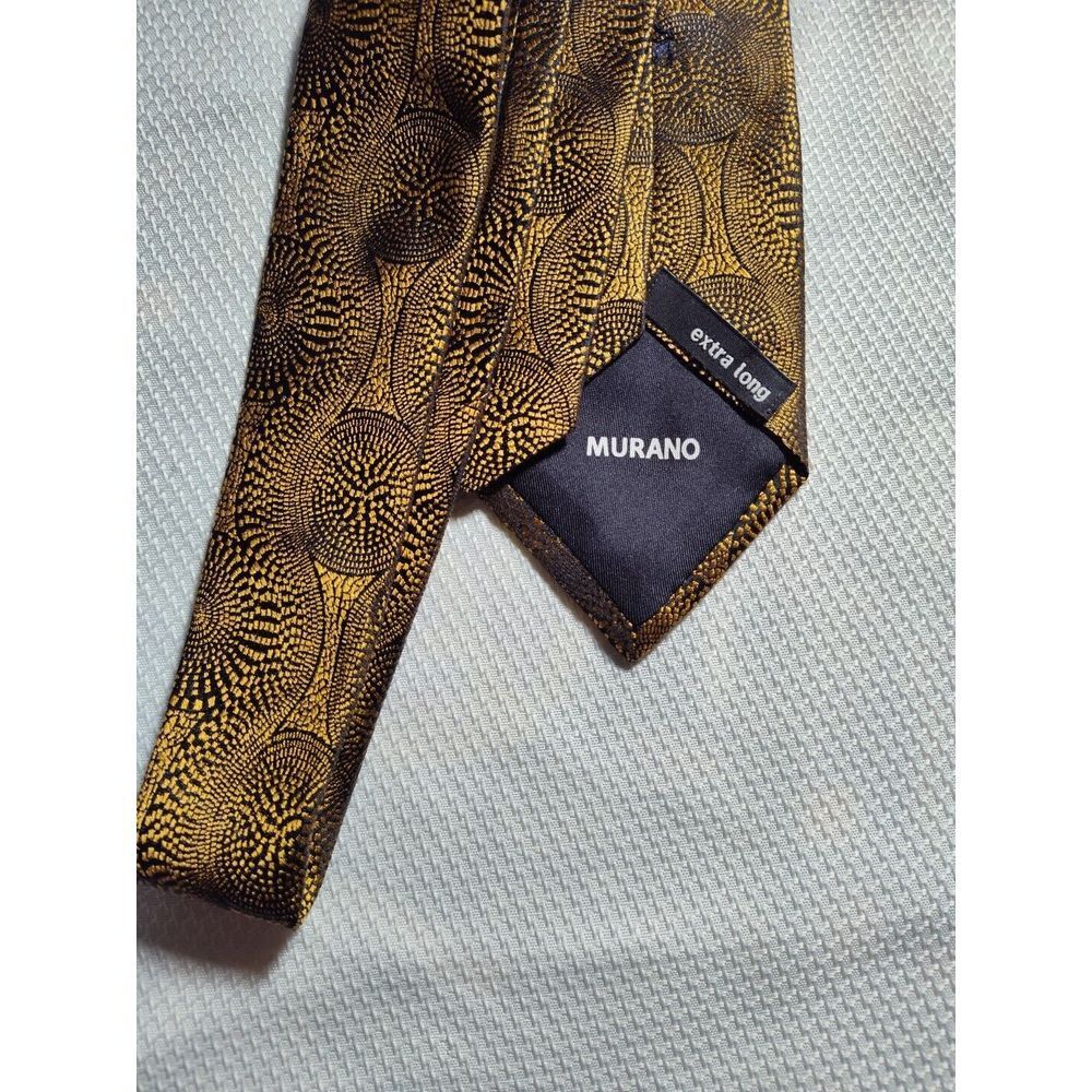 Murano Gold & Black 100% Silk Men's Neck Tie 801 - Picture 3 of 4